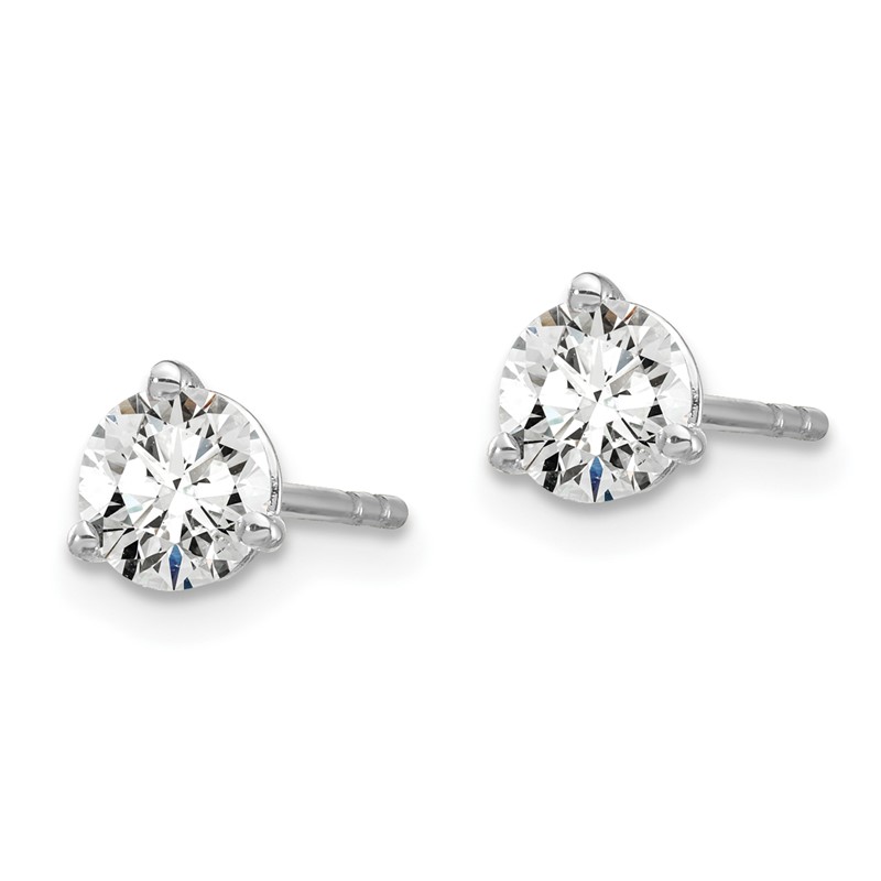 14k White Gold 2/3 ctw Lab Grown Diamond VS+ F+ Round 3 Prong Heavy Wt. Stud Earrings