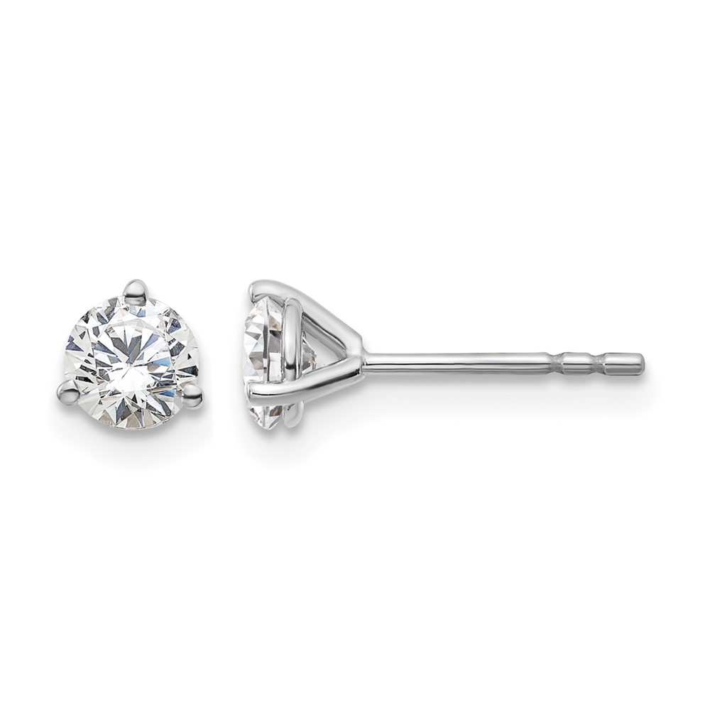 14k White Gold 2/3 ctw Lab Grown Diamond VS+ F+ Round 3 Prong Heavy Wt. Stud Earrings (EM1017-066-WLD)