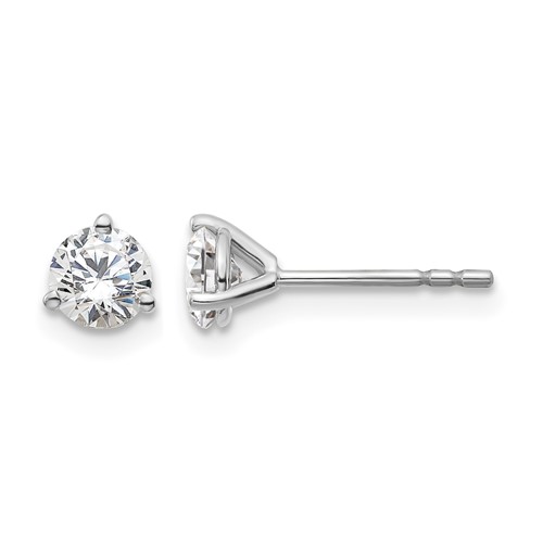 True Origin 14K White Gold 0.67 Carat Lab Grown Diamond VS+ F+ Round Three Prong Heavy Weight Complete Stud Earrings
