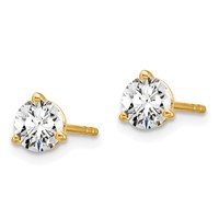 True Origin 14K Yellow Gold 0.75 Carat Lab Grown Diamond VS+ F+ Round Three Prong Heavy Weight Complete Stud Earrings view 2