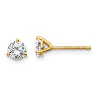 True Origin 14K Yellow Gold 0.75 Carat Lab Grown Diamond VS+ F+ Round Three Prong Heavy Weight Complete Stud Earrings view 1