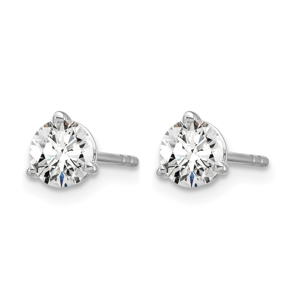 14k White Gold 3/4 ctw Lab Grown Diamond VS+ F+ Round 3 Prong Heavy Wt. Stud Earrings (EM1017-075-WLD)