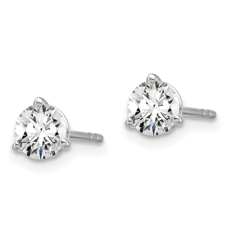 14k White Gold 3/4 ctw Lab Grown Diamond VS+ F+ Round 3 Prong Heavy Wt. Stud Earrings
