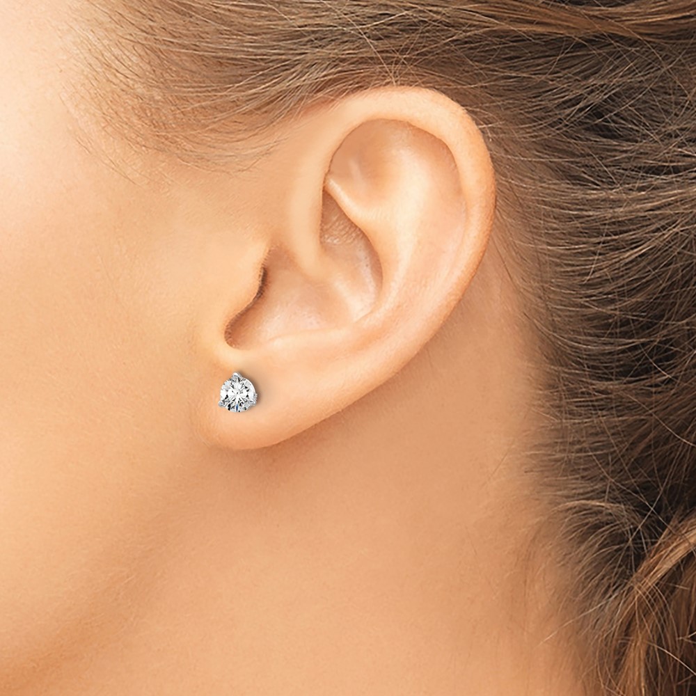 14k White Gold 3/4 ctw Lab Grown Diamond VS+ F+ Round 3 Prong Heavy Wt. Stud Earrings (EM1017-075-WLD)