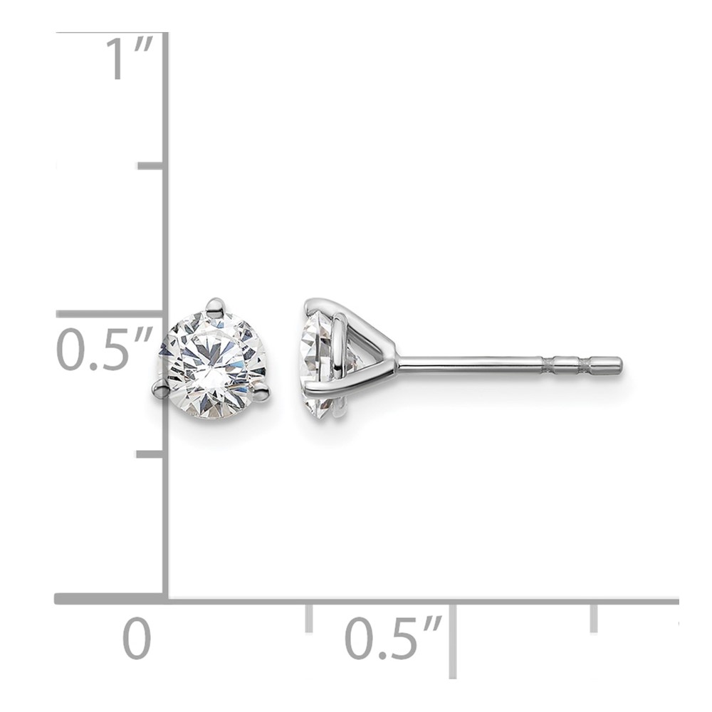 14k White Gold 3/4 ctw Lab Grown Diamond VS+ F+ Round 3 Prong Heavy Wt. Stud Earrings (EM1017-075-WLD)