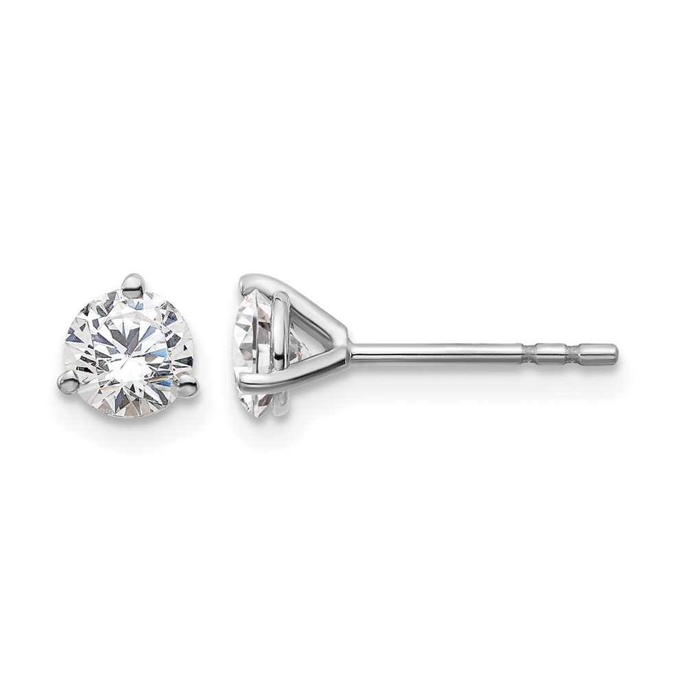 14k White Gold 3/4 ctw Lab Grown Diamond VS+ F+ Round 3 Prong Heavy Wt. Stud Earrings (EM1017-075-WLD)