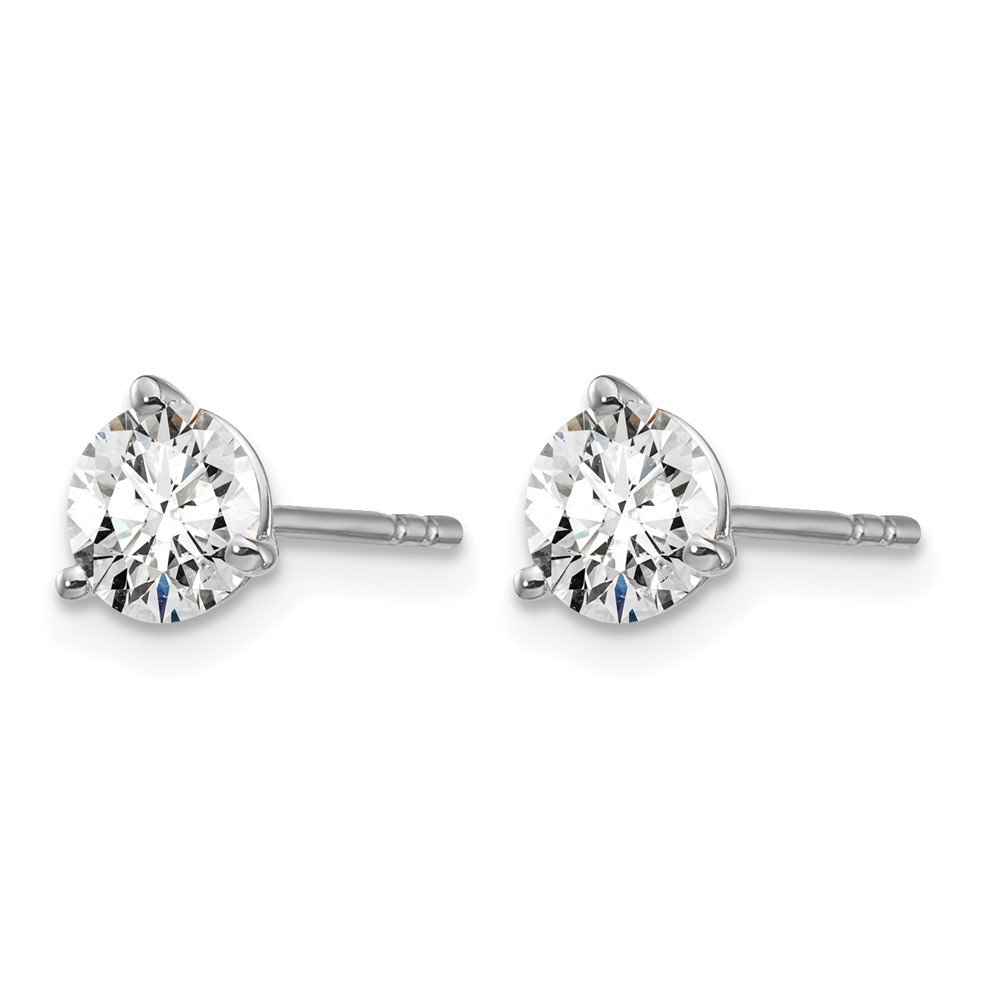 14k White Gold 1 ctw Lab Grown Diamond VS+ F+ Round 3 Prong Heavy Wt. Stud Earrings (EM1017-100-WLD)