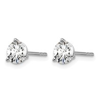 True Origin 14K White Gold 1 Carat Lab Grown Diamond VS+ F+ Round Three Prong Heavy Weight Complete Stud Earrings view 2