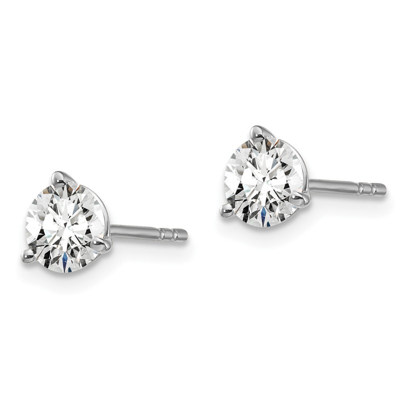 14k White Gold 1 ctw Lab Grown Diamond VS+ F+ Round 3 Prong Heavy Wt. Stud Earrings