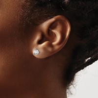 True Origin 14K White Gold 1 Carat Lab Grown Diamond VS+ F+ Round Three Prong Heavy Weight Complete Stud Earrings view 3