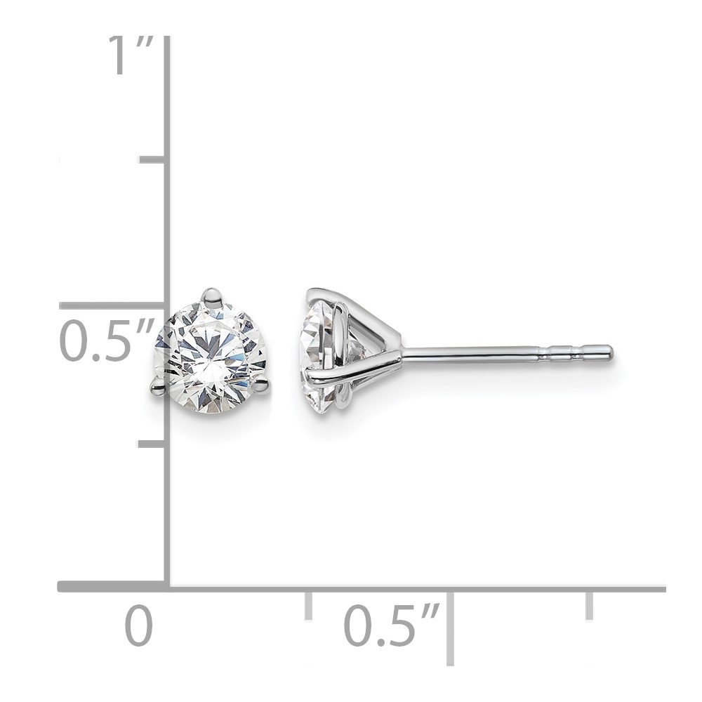 14k White Gold 1 ctw Lab Grown Diamond VS+ F+ Round 3 Prong Heavy Wt. Stud Earrings (EM1017-100-WLD)