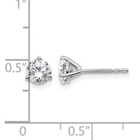 True Origin 14K White Gold 1.25 Carat Lab Grown Diamond VS+ F+ Round Three Prong Heavy Weight Complete Stud Earrings view 4