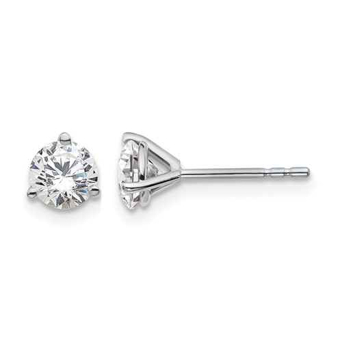 True Origin 14K White Gold 1.25 Carat Lab Grown Diamond VS+ F+ Round Three Prong Heavy Weight Complete Stud Earrings