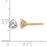 True Origin 14K Yellow Gold 1.25 Carat Lab Grown Diamond VS+ F+ Round Three Prong Heavy Weight Complete Stud Earrings view 4