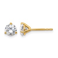 True Origin 14K Yellow Gold 1.25 Carat Lab Grown Diamond VS+ F+ Round Three Prong Heavy Weight Complete Stud Earrings view 1