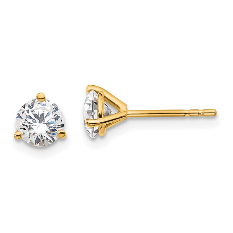 14k Yellow Gold 1 1/4 ctw Lab Grown Diamond VS+ F+ Round 3 Prong Heavy Wt. Stud Earrings