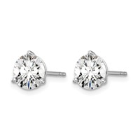 True Origin 14K White Gold 1.50 Carat Lab Grown Diamond VS+ F+ Round Three Prong Heavy Weight Complete Stud Earrings view 2