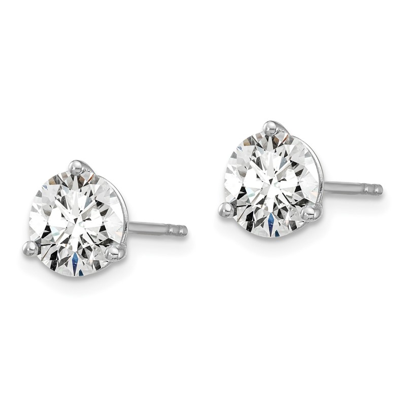 14k White Gold 1 1/2 ctw Lab Grown Diamond VS+ F+ Round 3 Prong Heavy Wt. Stud Earrings