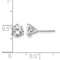True Origin 14K White Gold 1.50 Carat Lab Grown Diamond VS+ F+ Round Three Prong Heavy Weight Complete Stud Earrings view 4