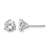 True Origin 14K White Gold 1.50 Carat Lab Grown Diamond VS+ F+ Round Three Prong Heavy Weight Complete Stud Earrings view 1