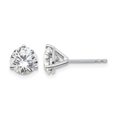 True Origin 14K White Gold 1.50 Carat Lab Grown Diamond VS+ F+ Round Three Prong Heavy Weight Complete Stud Earrings