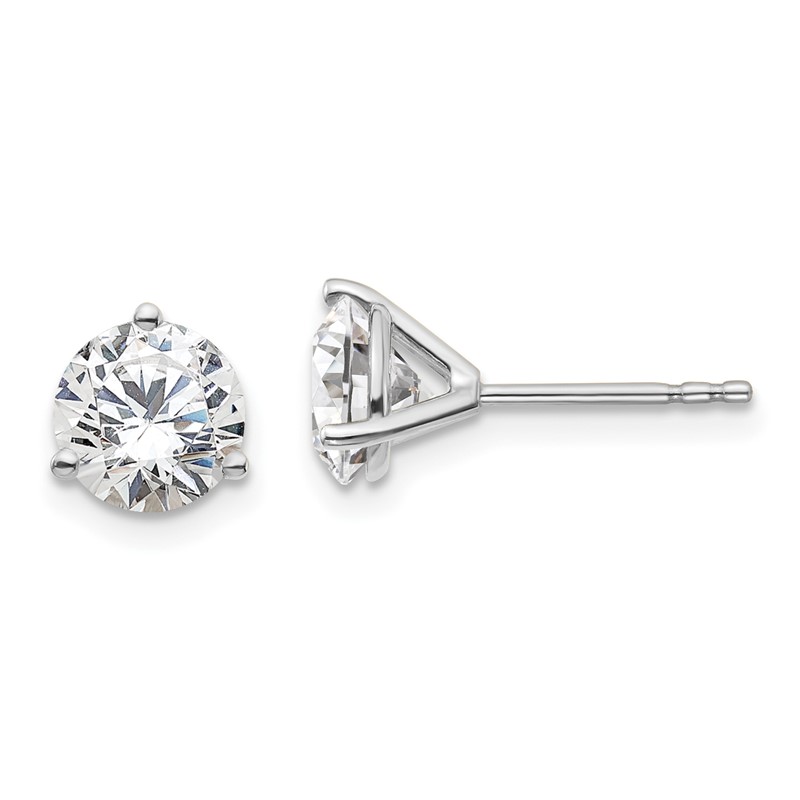 14k White Gold 1 1/2 ctw Lab Grown Diamond VS+ F+ Round 3 Prong Heavy Wt. Stud Earrings