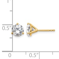 True Origin 14K Yellow Gold 1.50 Carat Lab Grown Diamond VS+ F+ Round Three Prong Heavy Weight Complete Stud Earrings view 4