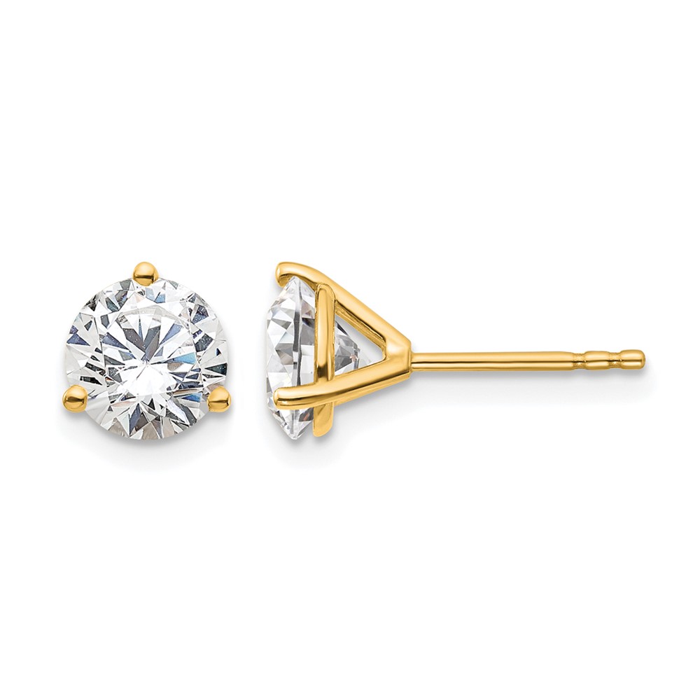 True Origin 14K Yellow Gold 1.50 Carat Lab Grown Diamond VS+ F+ Round Three Prong Heavy Weight Complete Stud Earrings
