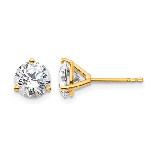 True Origin 14K Yellow Gold 1.50 Carat Lab Grown Diamond VS+ F+ Round Three Prong Heavy Weight Complete Stud Earrings