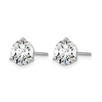 True Origin 14K White Gold 2 Carat Lab Grown Diamond VS+ F+ Round Three Prong Heavy Weight Complete Stud Earrings view 2