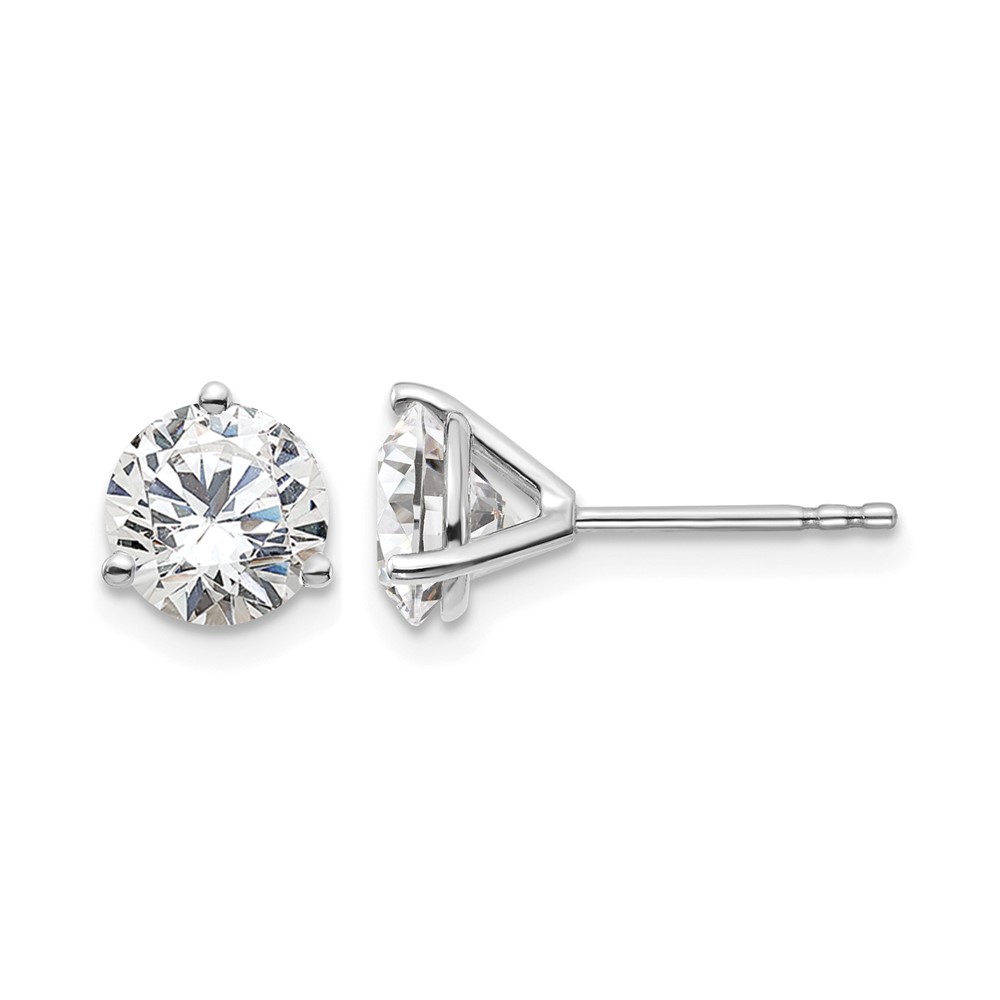True Origin 14K White Gold 2 Carat Lab Grown Diamond VS+ F+ Round Three Prong Heavy Weight Complete Stud Earrings