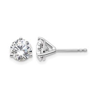 True Origin 14K White Gold 2 Carat Lab Grown Diamond VS+ F+ Round Three Prong Heavy Weight Complete Stud Earrings view 1