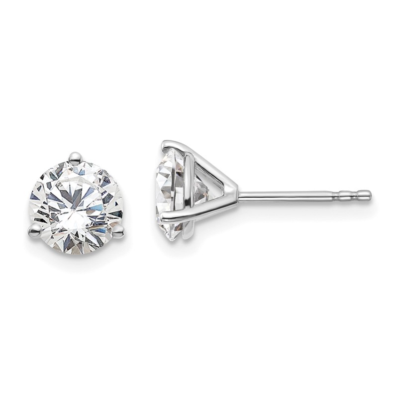 14k White Gold 2 ctw Lab Grown Diamond VS+ F+ Round 3 Prong Heavy Wt. Stud Earrings