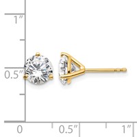 True Origin 14K Yellow Gold 2 Carat Lab Grown Diamond VS+ F+ Round Three Prong Heavy Weight Complete Stud Earrings view 4