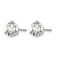 True Origin 14K White Gold 3 Carat Lab Grown Diamond VS+ F+ Round Three Prong Heavy Weight Complete Stud Earrings view 2