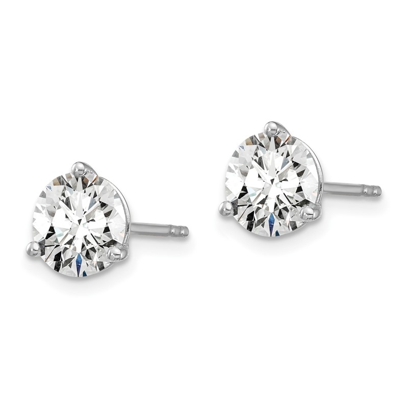 14k White Gold 3 ctw Lab Grown Diamond VS+ F+ Round 3 Prong Heavy Wt. Stud Earrings