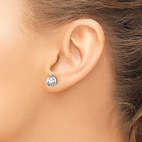 True Origin 14K White Gold 3 Carat Lab Grown Diamond VS+ F+ Round Three Prong Heavy Weight Complete Stud Earrings view 3