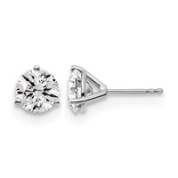 True Origin 14K White Gold 3 Carat Lab Grown Diamond VS+ F+ Round Three Prong Heavy Weight Complete Stud Earrings view 1