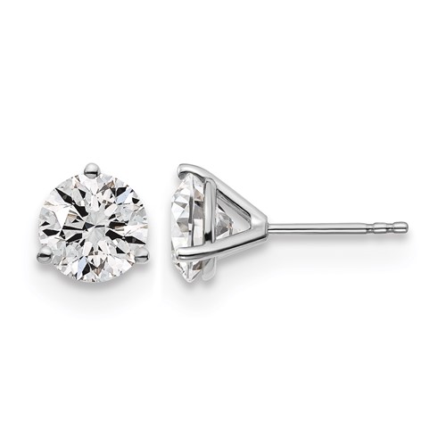 True Origin 14K White Gold 3 Carat Lab Grown Diamond VS+ F+ Round Three Prong Heavy Weight Complete Stud Earrings