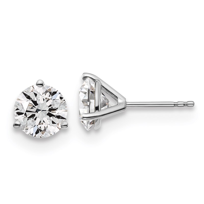 14k White Gold 3 ctw Lab Grown Diamond VS+ F+ Round 3 Prong Heavy Wt. Stud Earrings