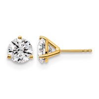 True Origin 14K Yellow Gold 3 Carat Lab Grown Diamond VS+ F+ Round Three Prong Heavy Weight Complete Stud Earrings view 1