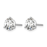True Origin 14K White Gold 4 Carat Lab Grown Diamond VS+ F+ Round Three Prong Heavy Weight Complete Stud Earrings view 2