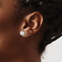 True Origin 14K White Gold 4 Carat Lab Grown Diamond VS+ F+ Round Three Prong Heavy Weight Complete Stud Earrings view 3