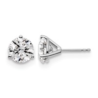 True Origin 14K White Gold 4 Carat Lab Grown Diamond VS+ F+ Round Three Prong Heavy Weight Complete Stud Earrings view 1