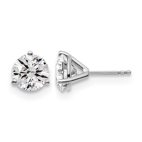 True Origin 14K White Gold 4 Carat Lab Grown Diamond VS+ F+ Round Three Prong Heavy Weight Complete Stud Earrings
