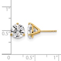 True Origin 14K Yellow Gold 4 Carat Lab Grown Diamond VS+ F+ Round Three Prong Heavy Weight Complete Stud Earrings view 4