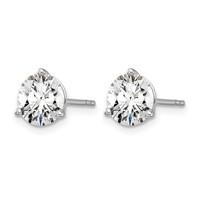 True Origin 14K White Gold 5 Carat Lab Grown Diamond VS+ F+ Round Three Prong Heavy Weight Complete Stud Earrings view 2