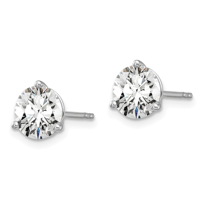 14k White Gold 5 ctw Lab Grown Diamond VS+ F+ Round 3 Prong Heavy Wt. Stud Earrings