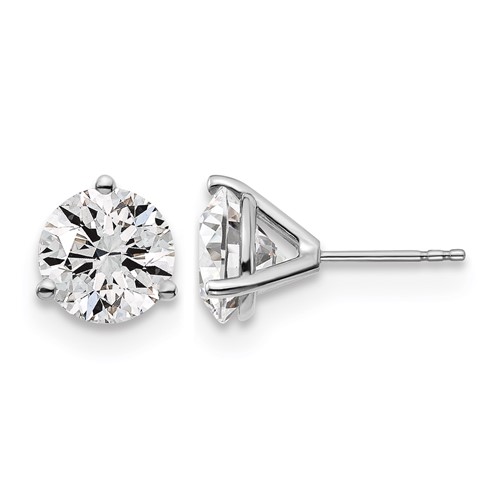 True Origin 14K White Gold 5 Carat Lab Grown Diamond VS+ F+ Round Three Prong Heavy Weight Complete Stud Earrings
