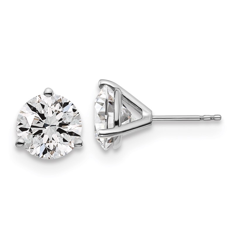14k White Gold 5 ctw Lab Grown Diamond VS+ F+ Round 3 Prong Heavy Wt. Stud Earrings